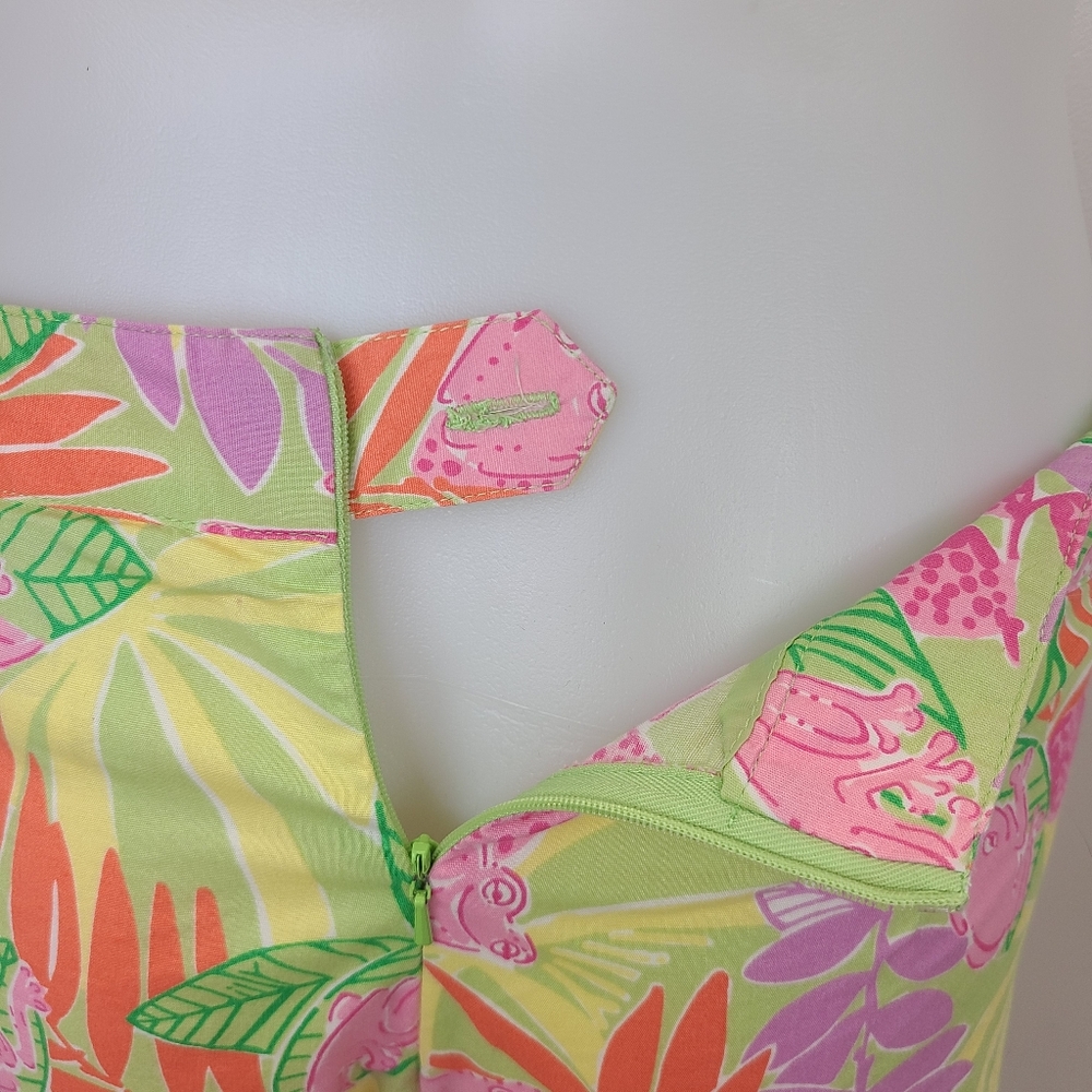 Lilly Pulitzer Vintage Pink Orange Green Tropical Frog Print Wide Leg Pants 4 - Picture 9 of 11